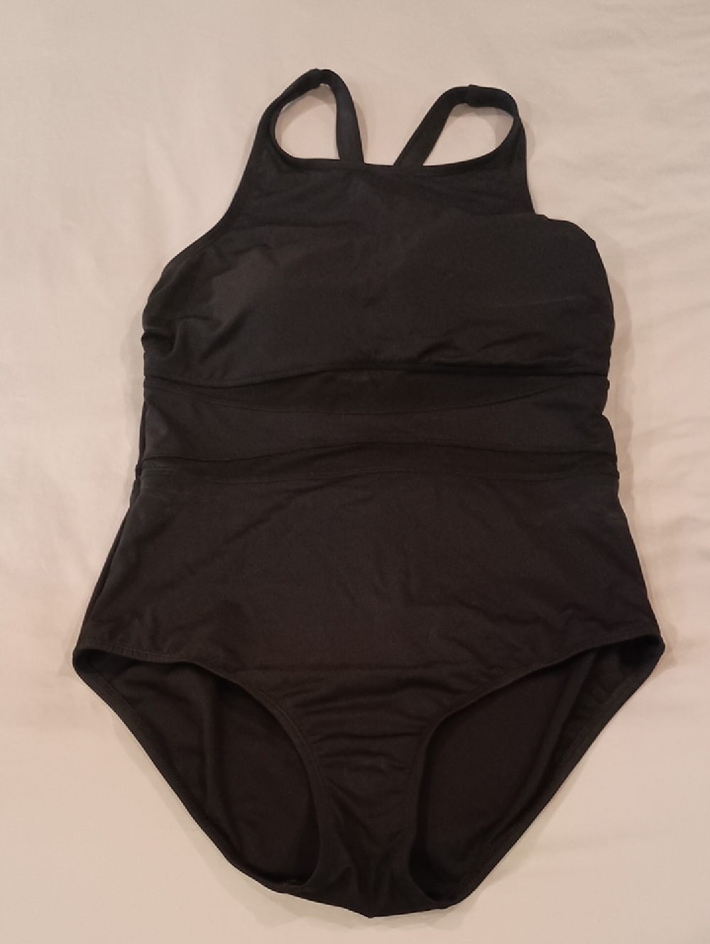 Nwots Lands' End Black High-Neck One-Piece Swimsuit Med